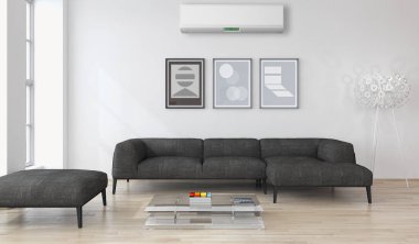 modern parlak iç mekan 3D resimleme