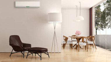 modern parlak iç mekan 3D resimleme