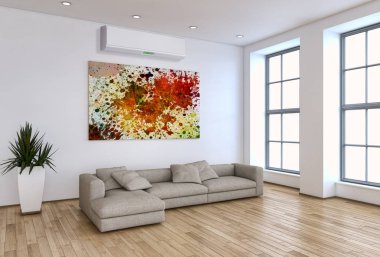 modern parlak iç mekan 3D resimleme