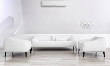 modern parlak iç mekan 3D resimleme