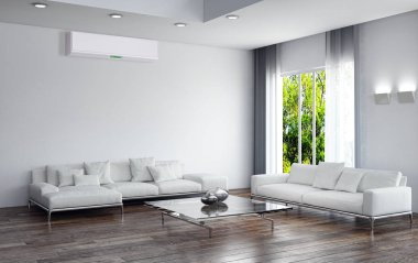 modern parlak iç mekan 3D resimleme