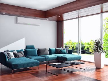 modern parlak iç mekan 3D resimleme