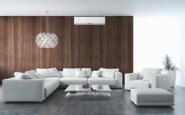 modern parlak iç mekan 3D resimleme