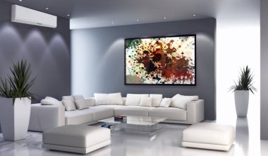 modern parlak iç mekan 3D resimleme