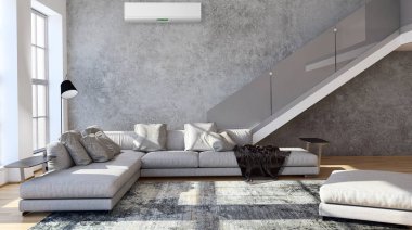 modern parlak iç mekan 3D resimleme
