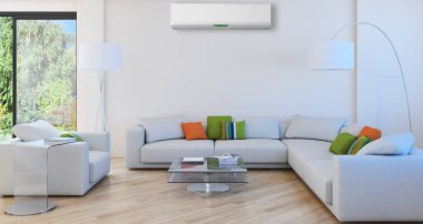 modern parlak iç mekan 3D resimleme