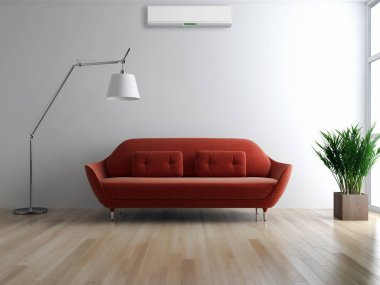 modern parlak iç mekan 3D resimleme