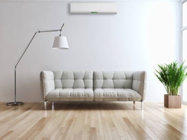 modern parlak iç mekan 3D resimleme