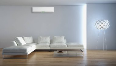 modern parlak iç mekan 3D resimleme