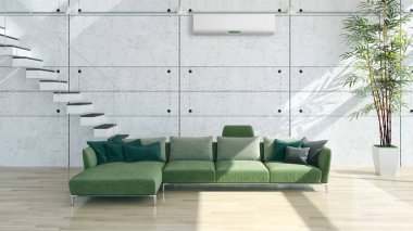 modern parlak iç mekan 3D resimleme