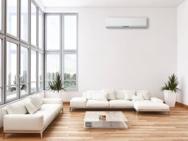 modern parlak iç mekan 3D resimleme