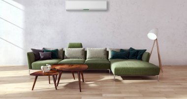 modern parlak iç mekan 3D resimleme