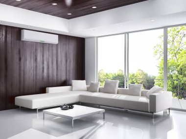 modern parlak iç mekan 3D resimleme