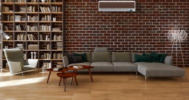 modern parlak iç mekan 3D resimleme