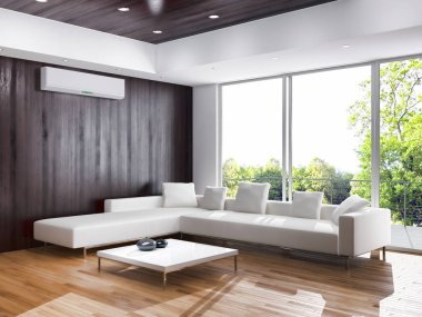 modern parlak iç mekan 3D resimleme