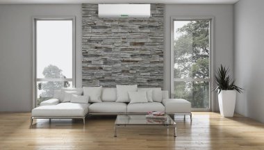 modern parlak iç mekan 3D resimleme