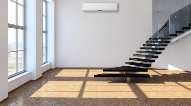 modern parlak iç mekan 3D resimleme