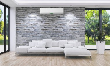 modern parlak iç mekan 3D resimleme