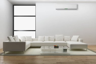 modern parlak iç mekan 3D resimleme