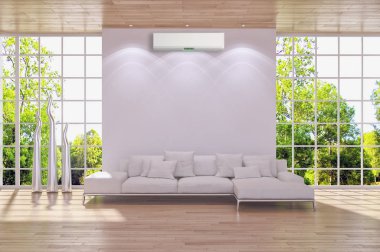 modern parlak iç mekan 3D resimleme