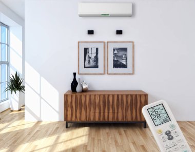 modern parlak iç mekan 3D resimleme