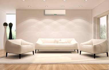 modern parlak iç mekan 3D resimleme