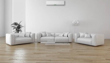 modern parlak iç mekan 3D resimleme