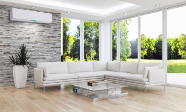 modern parlak iç mekan 3D resimleme