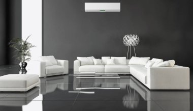 modern parlak iç mekan 3D resimleme