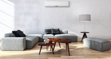 modern parlak iç mekan 3D resimleme