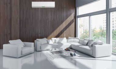 modern parlak iç mekan 3D resimleme