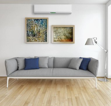 modern parlak iç mekan 3D resimleme