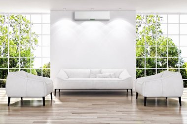 modern parlak iç mekan 3D resimleme