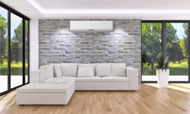 modern parlak iç mekan 3D resimleme