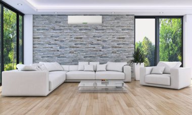 modern parlak iç mekan 3D resimleme