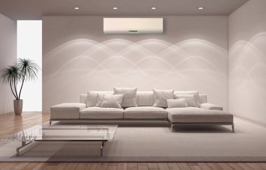 modern parlak iç mekan 3D resimleme