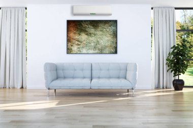 modern parlak iç mekan 3D resimleme