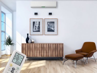 modern parlak iç mekan 3D resimleme