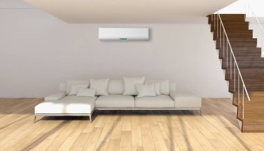 modern parlak iç mekan 3D resimleme