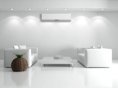 modern parlak iç mekan 3D resimleme