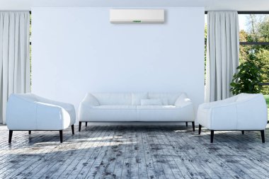 modern parlak iç mekan 3D resimleme