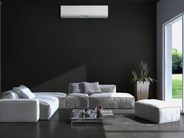 modern parlak iç mekan 3D resimleme