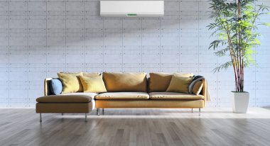 modern parlak iç mekan 3D resimleme