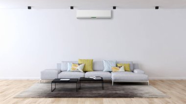 modern parlak iç mekan 3D resimleme