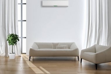 modern parlak iç mekan 3D resimleme