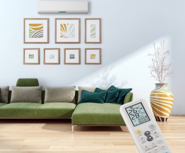 modern parlak iç mekan 3D resimleme