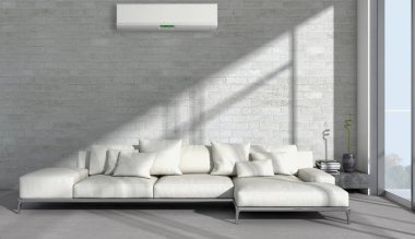 modern parlak iç mekan 3D resimleme