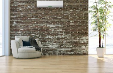 modern parlak iç mekan 3D resimleme