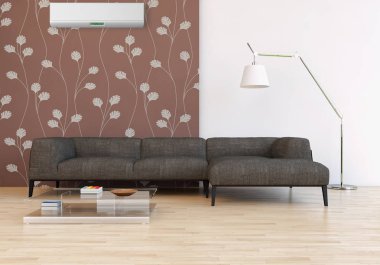 modern parlak iç mekan 3D resimleme