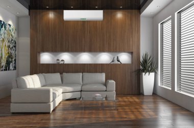 modern parlak iç mekan 3D resimleme